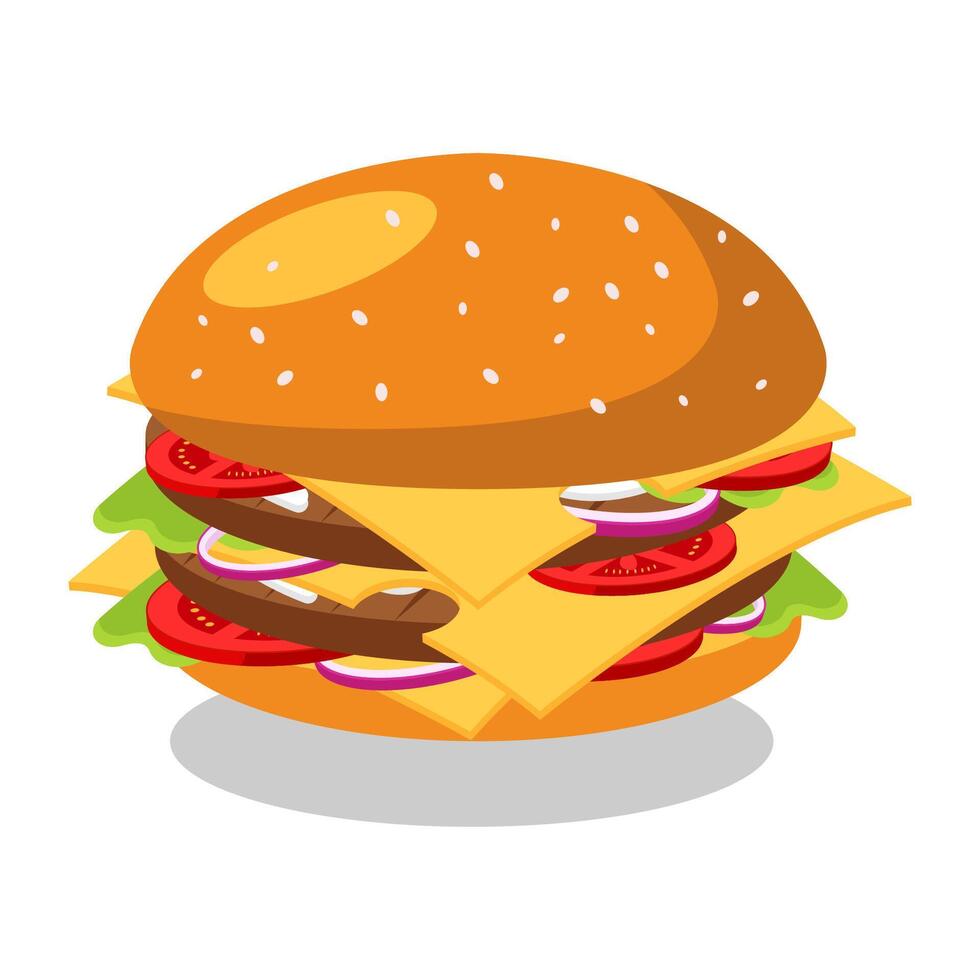 Burger Food Floating Cartoon vector