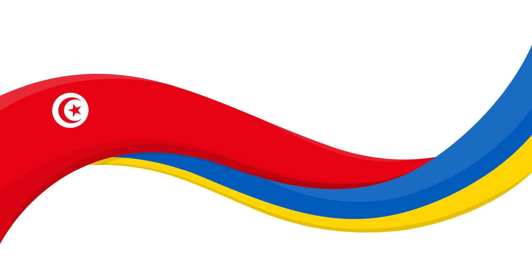 Wavy ribbon banner of Ukraine National flag with Liechtenstein National Flag. Unity and cooperation symbol. Logo for charity and social events, NGO initiative, sport teams. illustration. vector