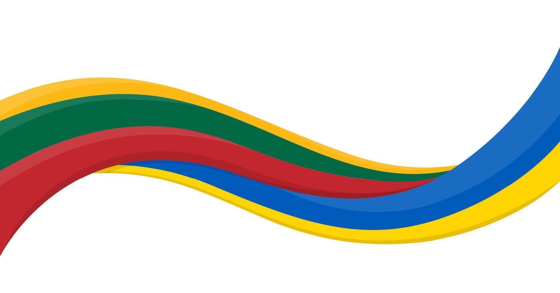 Wavy ribbon banner of Ukraine National flag with Lithuania National Flag. Unity and cooperation symbol. Logo for charity social events, NGO, sports team, peace summit. illustration. vector