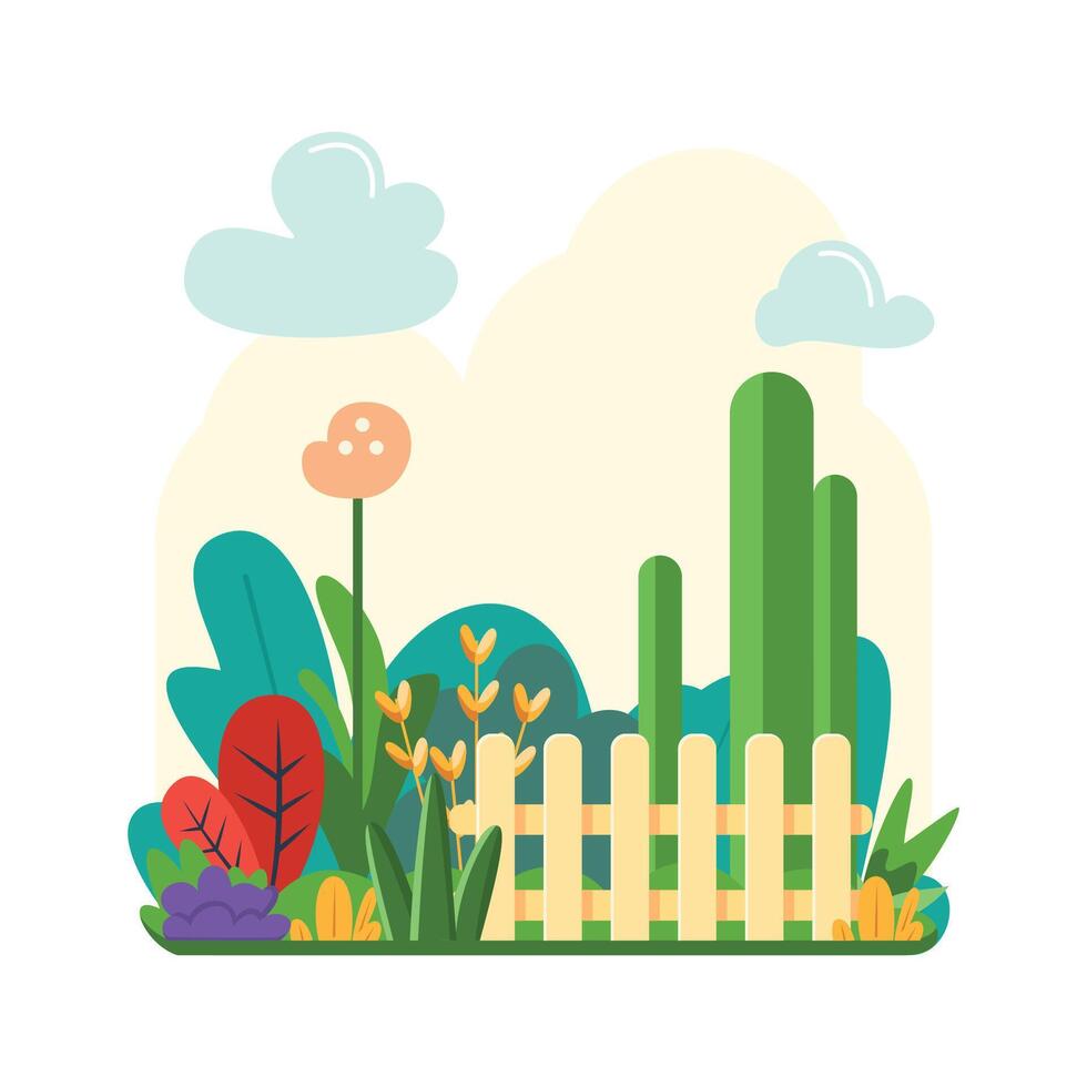 cute flat garden plant illustration vector