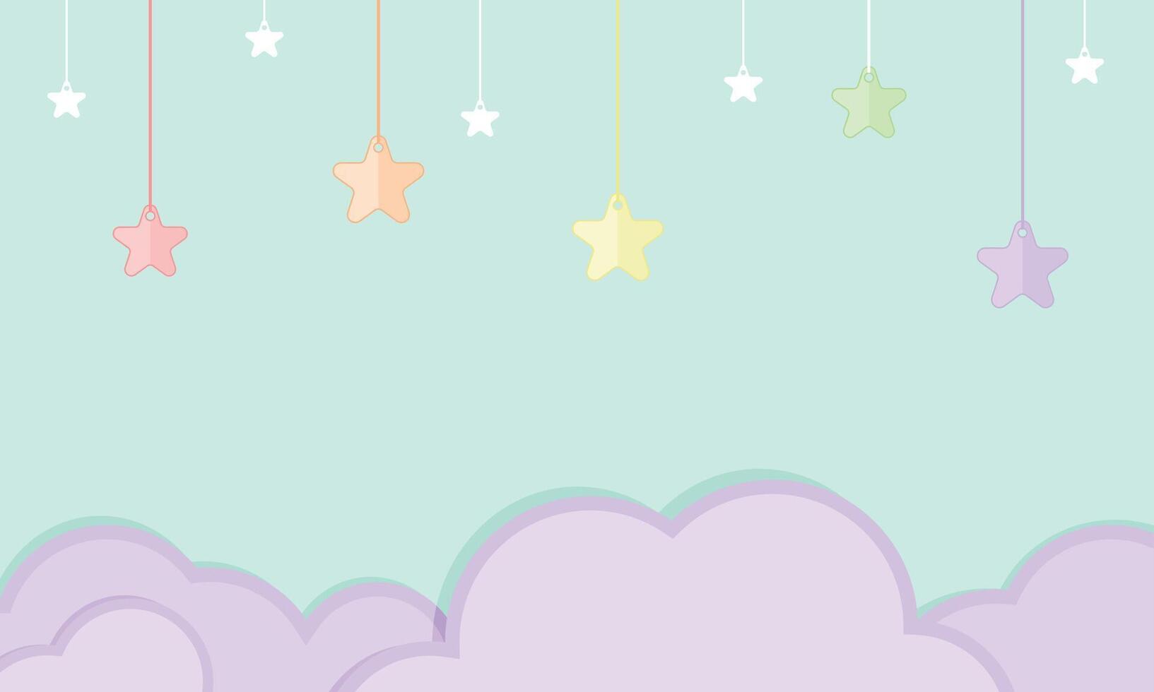 cloud and hanging star wallpaper vector