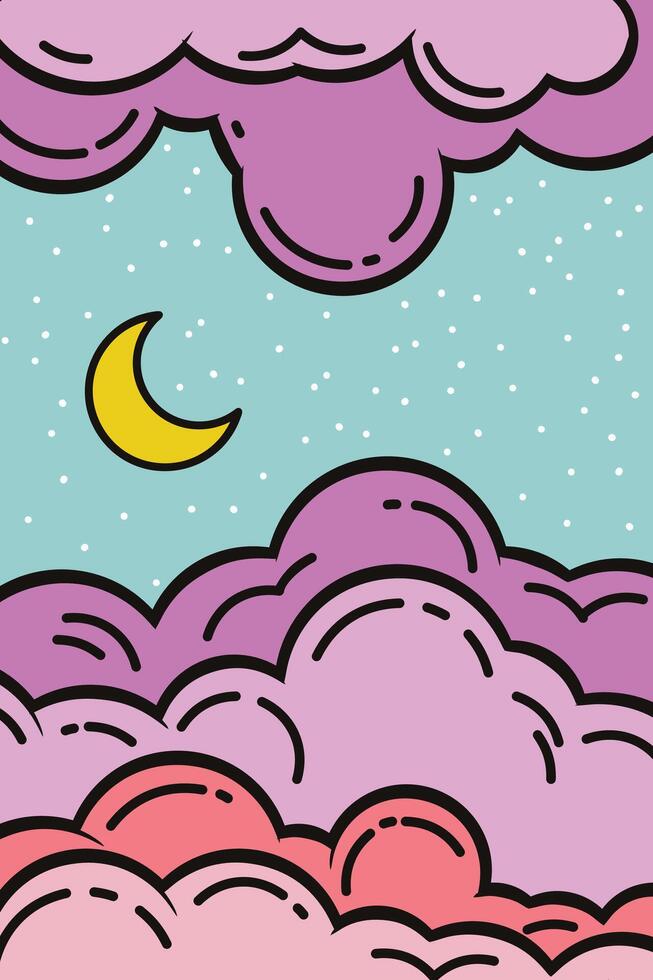 colorful cloud cartoon doodle background vector
