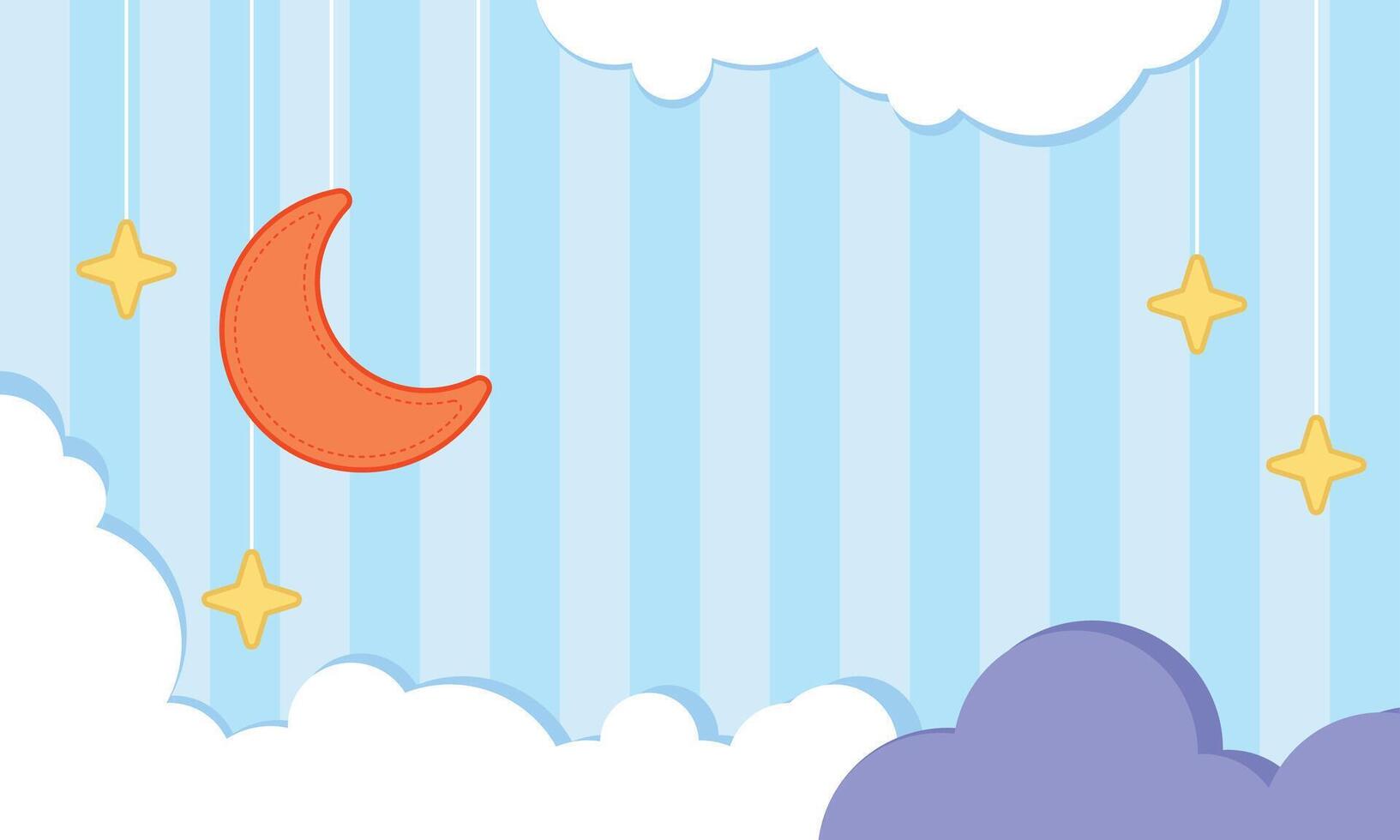 moon cloud kids wallpaper background vector