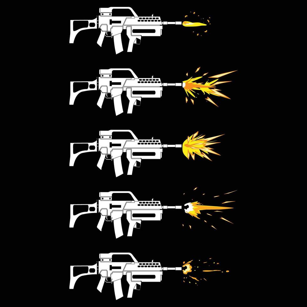 machine gun shoot effect animation vector