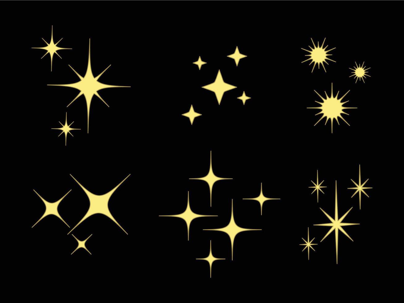 set flat glowing sparkle light vector
