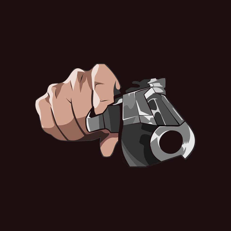 hand pointing gun cartoon illustration vector