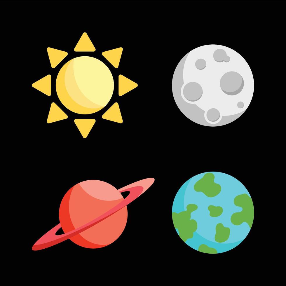 galaxy object flat cartoon collection vector