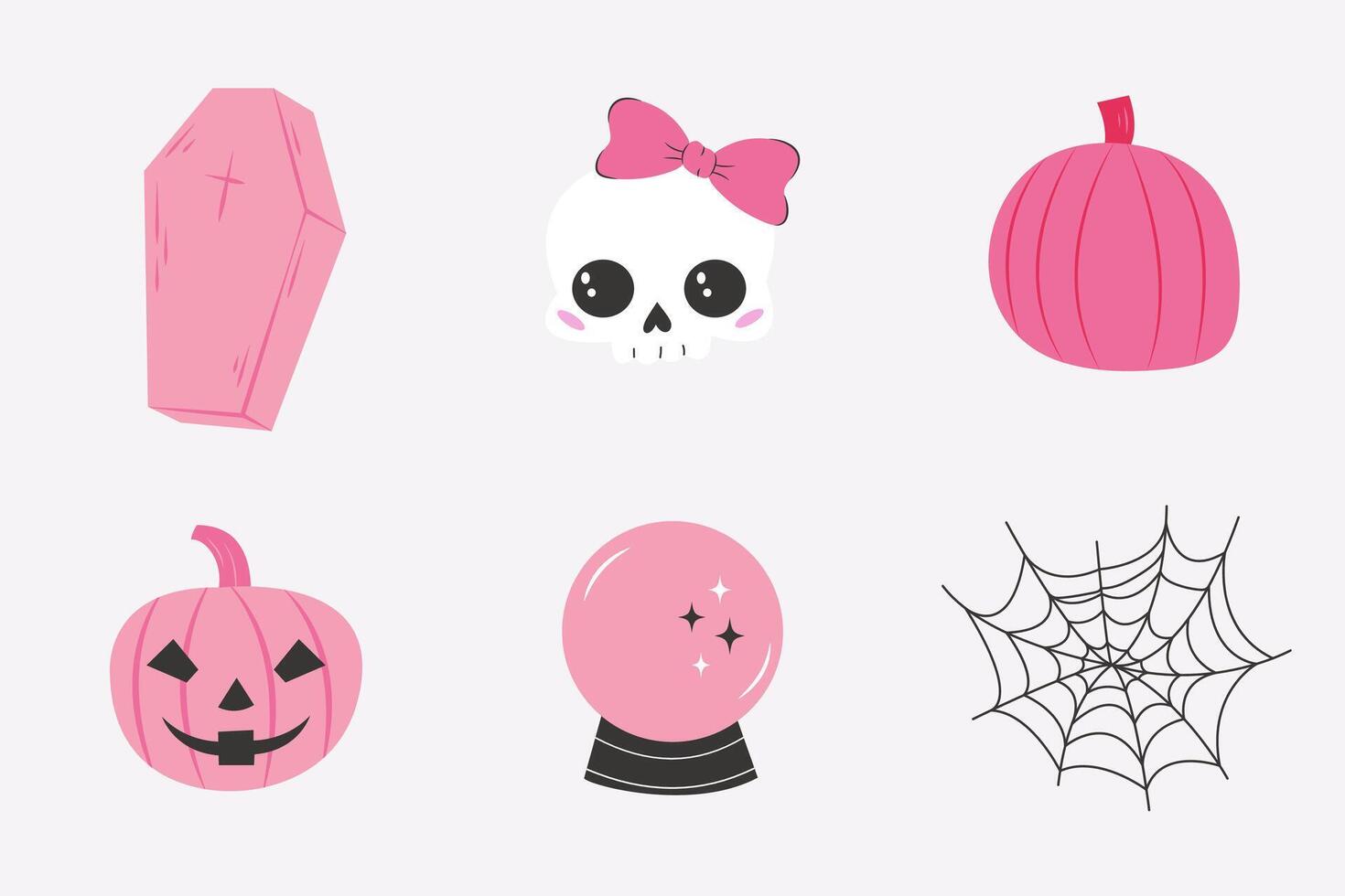 A set of pink elements for Halloween. vector