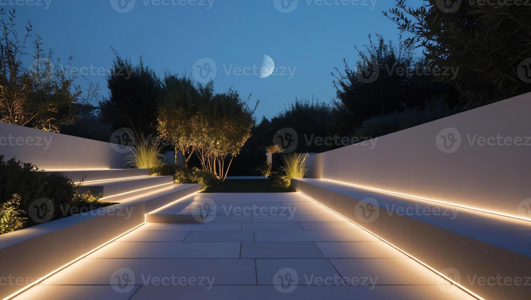 Using LED Strip Lights for Minimalist Outdoor Spaces, Discuss how LED strip lights can be used in minimalist outdoor spaces to provide soft, even lighting along pathways, stairs, or under benches. photo
