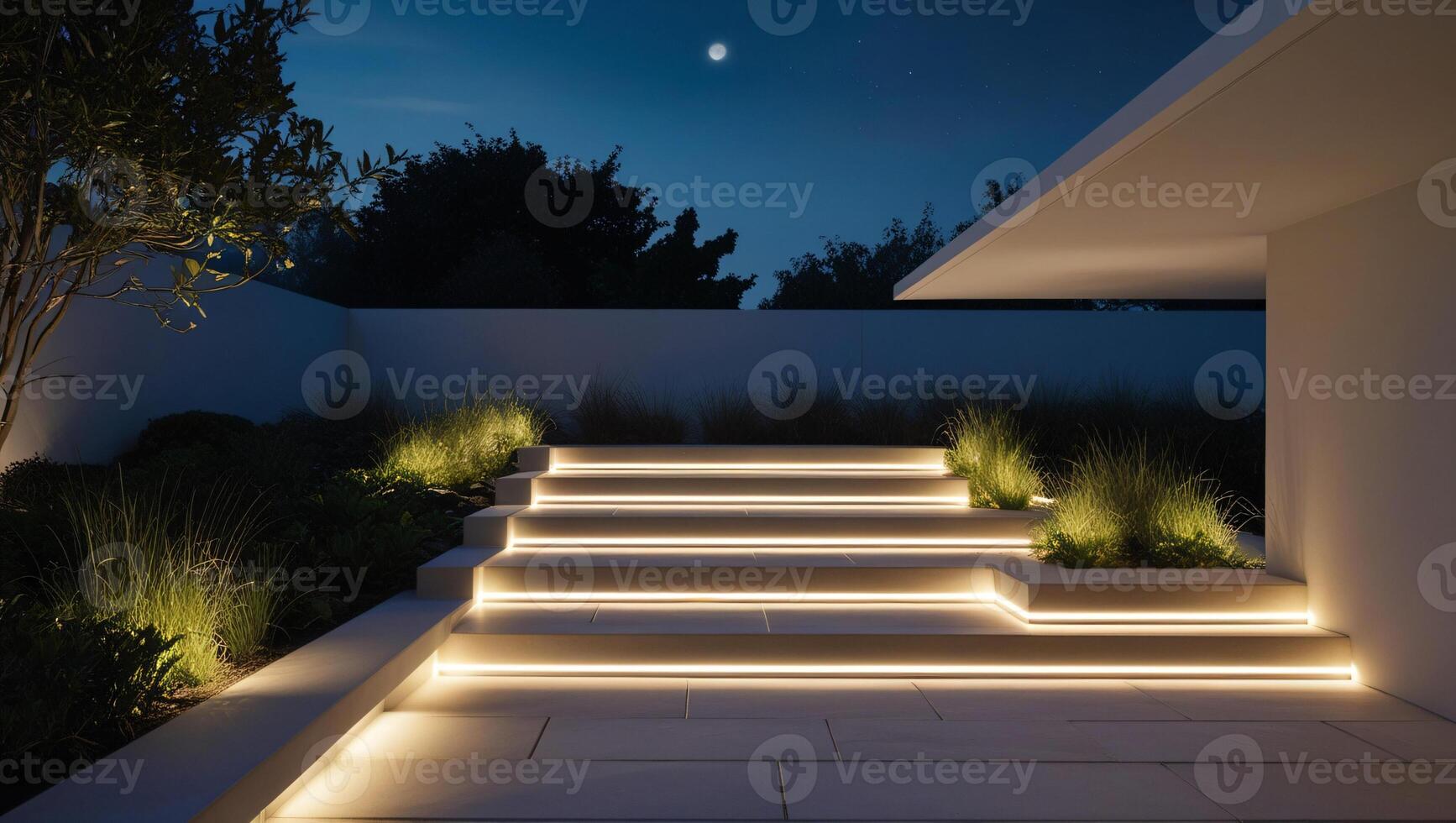 Using LED Strip Lights for Minimalist Outdoor Spaces, Discuss how LED strip lights can be used in minimalist outdoor spaces to provide soft, even lighting along pathways, stairs, or under benches. photo