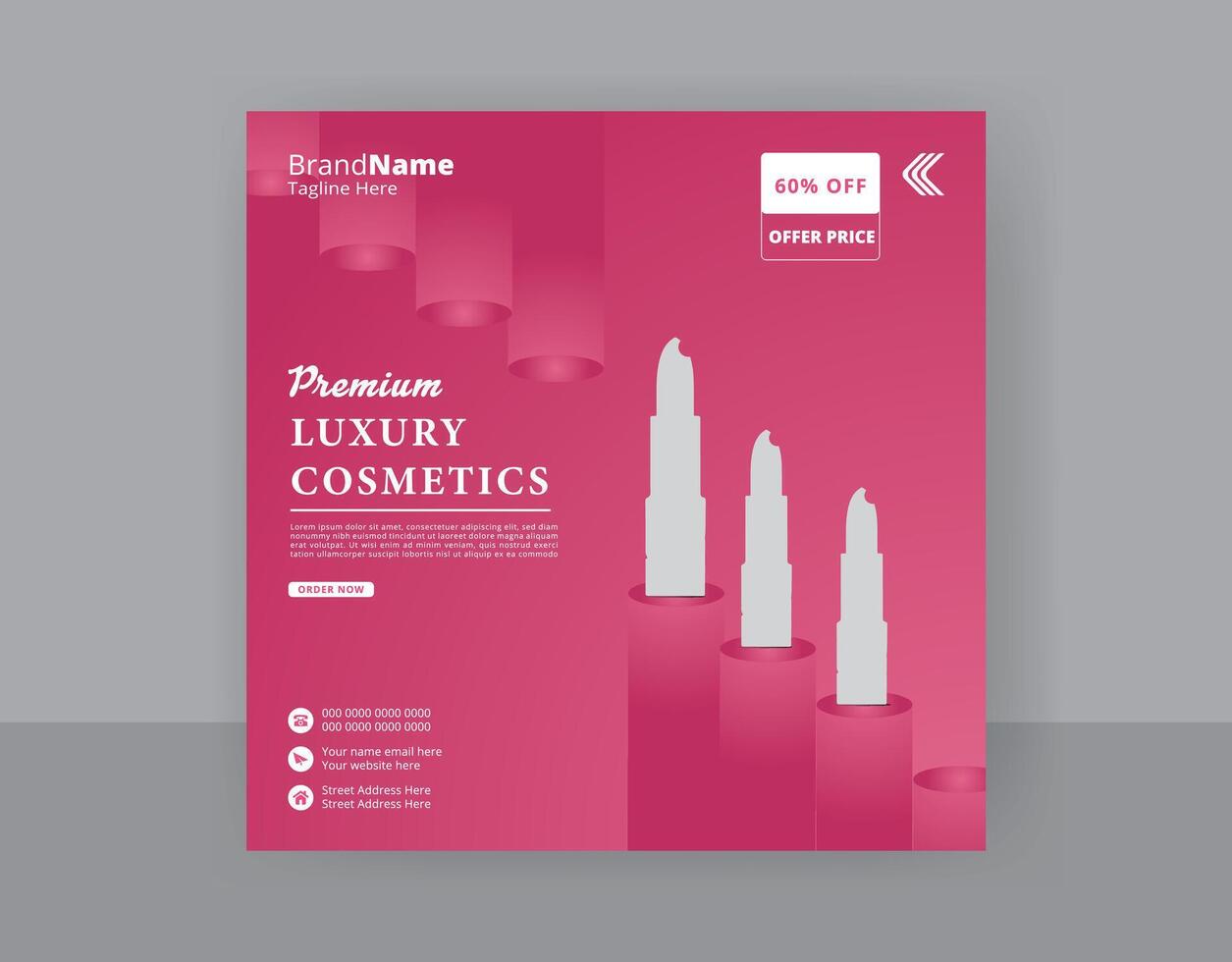 A pink flyer for luxury cosmetics vector