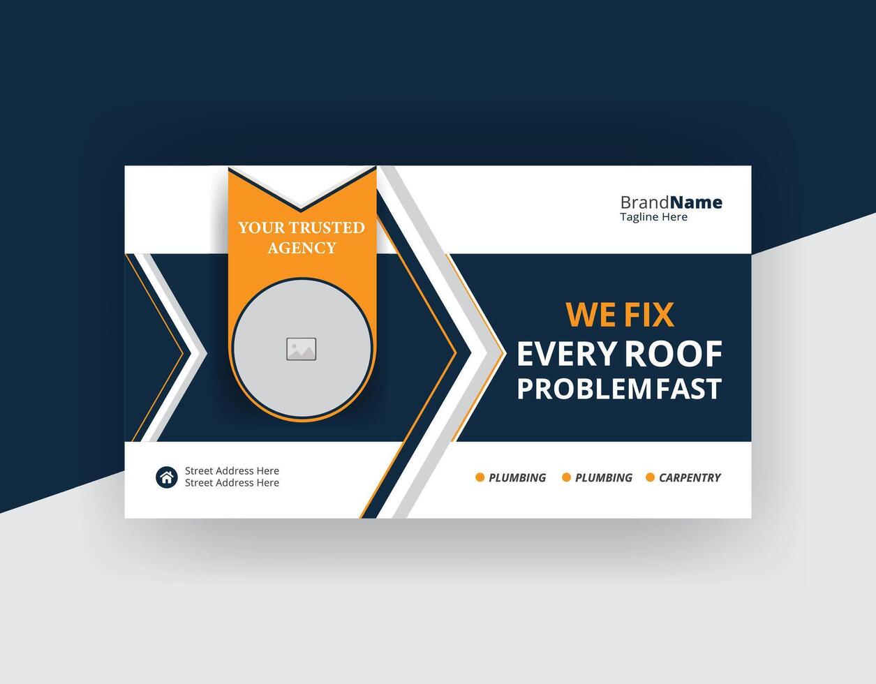 Home Roofing thumbnail design vector