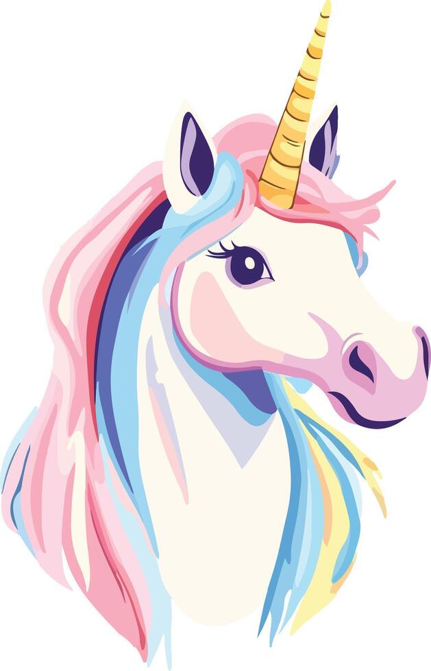 colorful unicorn head, ideal for fantasy vector
