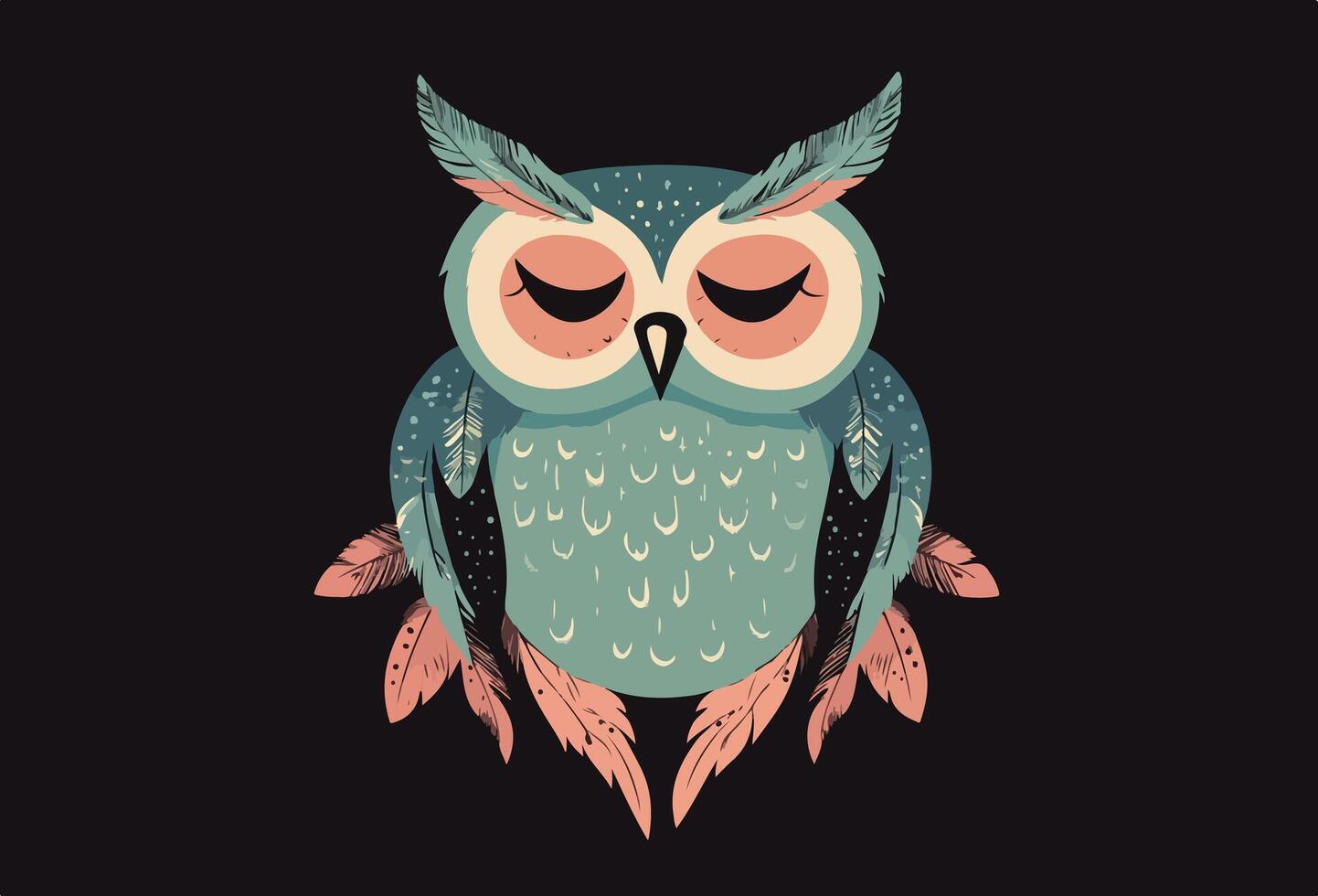 owl with closed eyes vector