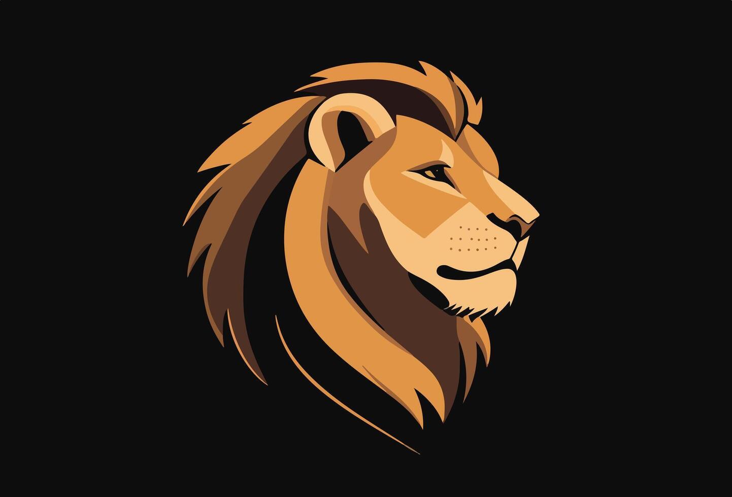 Lion Head Illustration on black vector