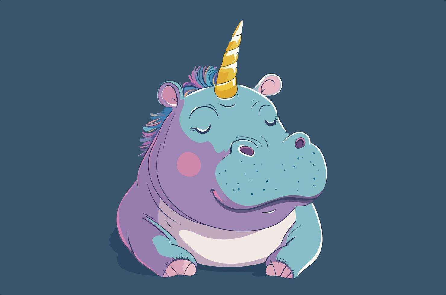 cute hippopotamus unicorn vector