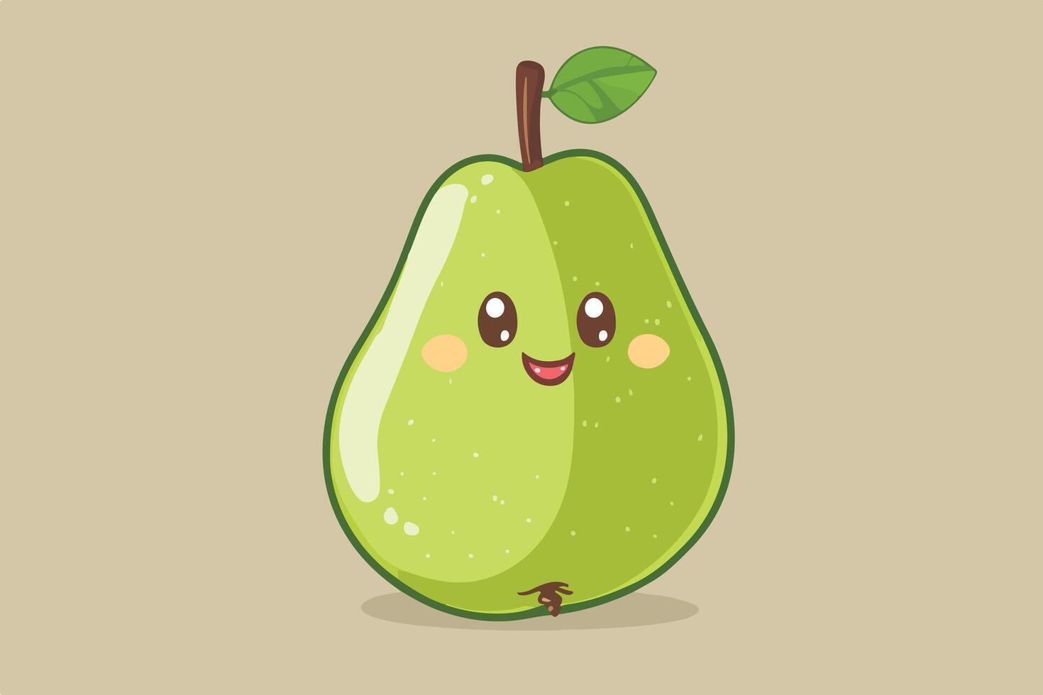 Cheerful Pear kawaii cartoon vector