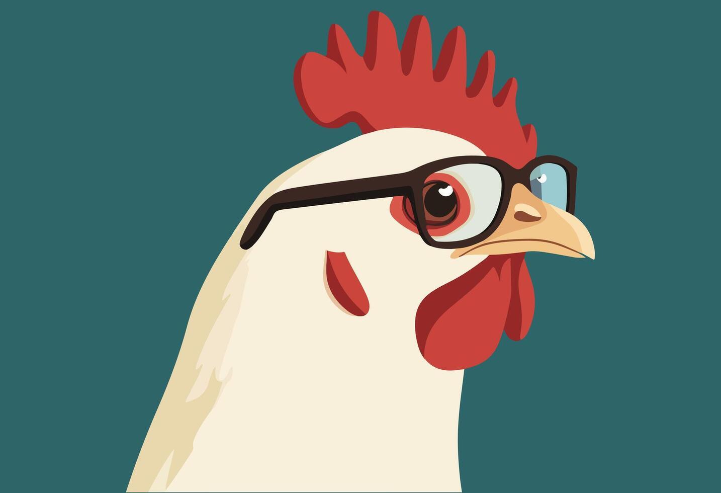 Chicken wearing glasses vector