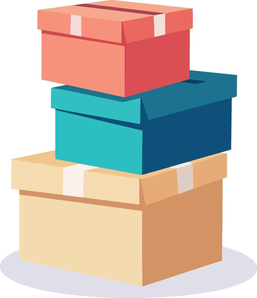 stacked boxes in various colors, storage vector