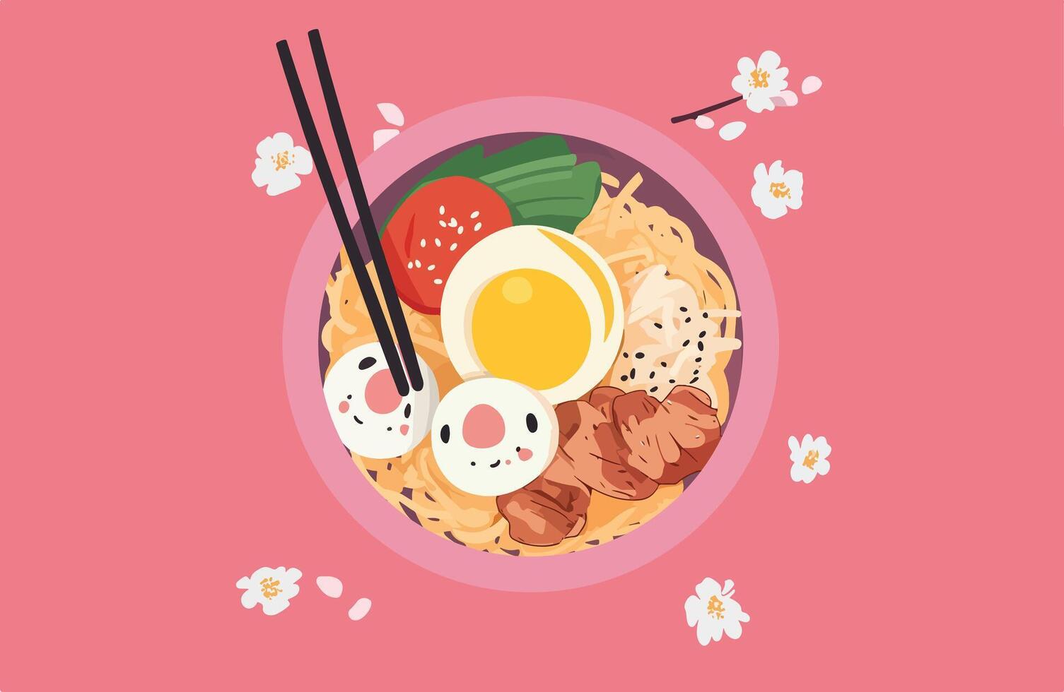 Anime Bowl of Ramen vector