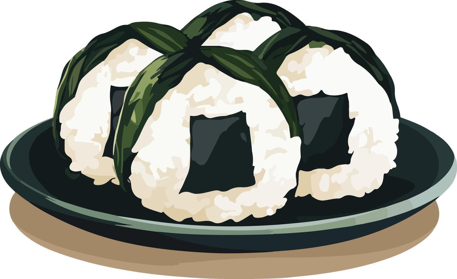 Traditional Japanese onigiri rice balls vector