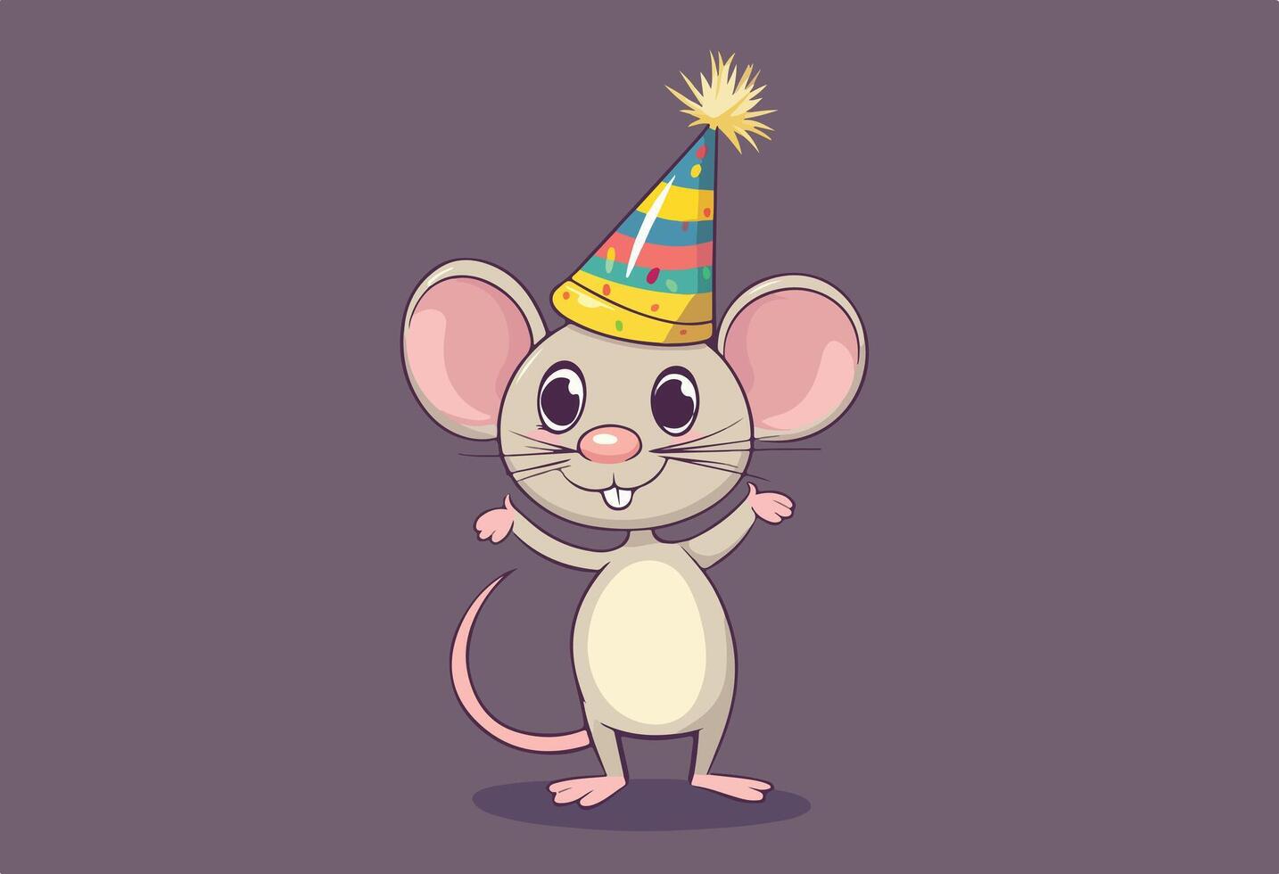 mouse in a party hat, perfect for children cards vector