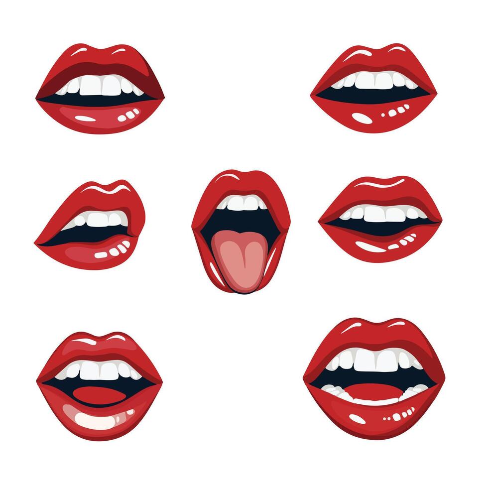 red lips smiling on white vector