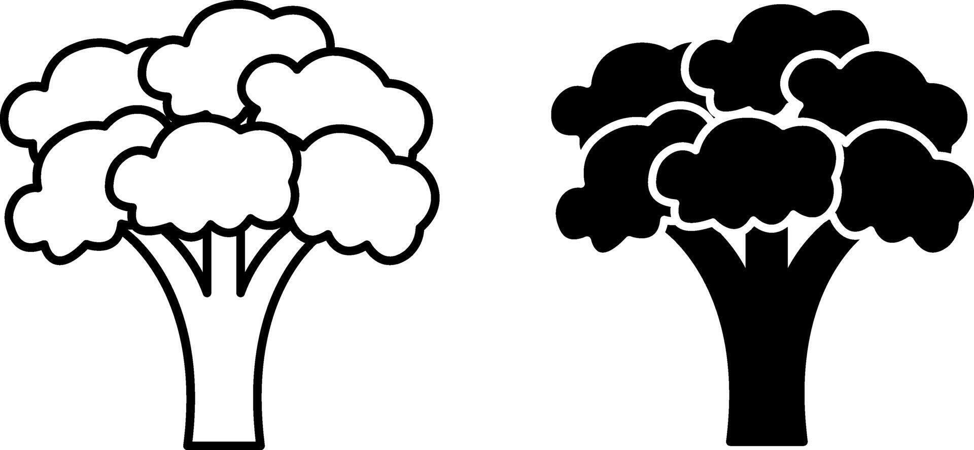 Broccoli icons. Black and White Vegetarian Food Icons. Organic and Natural Product. Vegetables Concept vector