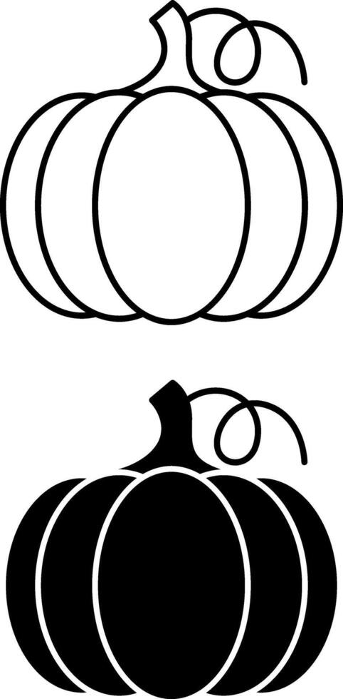 Pumpkin icons. Black and White Vegetarian Food Icons. Organic and Natural Product. Vegetables Concept vector