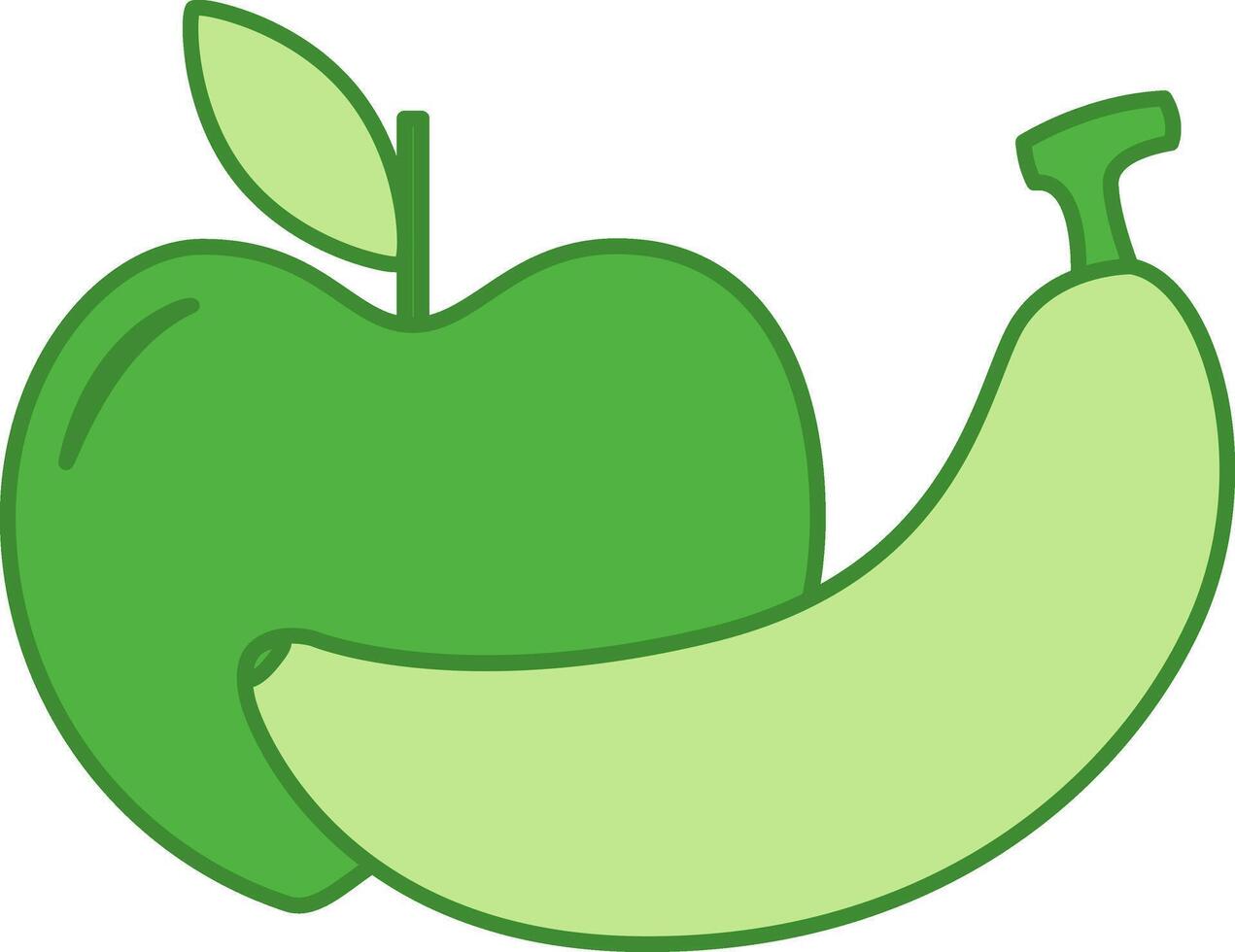 Green Fruits Icon. Icon of Apple and Banana. Natural and Environmentally Friendly Product. Organic Farming Concept vector