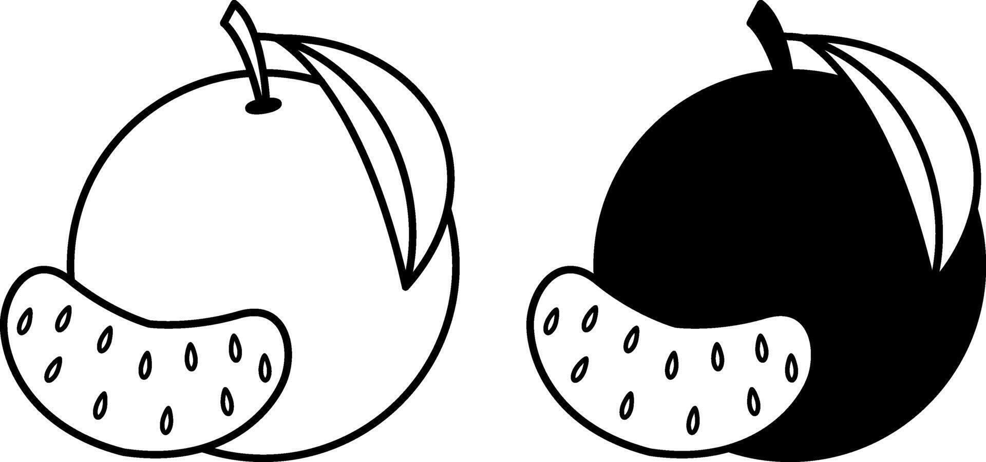 Mandarin Orange Icons. Black and White Icons. Natural and Organic Food. Sweet Dessert. Fruit Concept vector