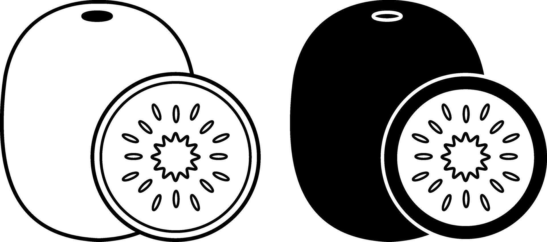 Kiwi Icons. Black and White Icons. Natural and Organic Food. Sweet Dessert. Fruit Concept vector