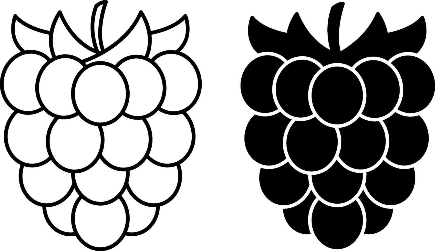 Raspberry Icons. Black And White Icons Of Ripe Berry. Natural And Organic Food. Sweet Dessert. Fruit Concept vector