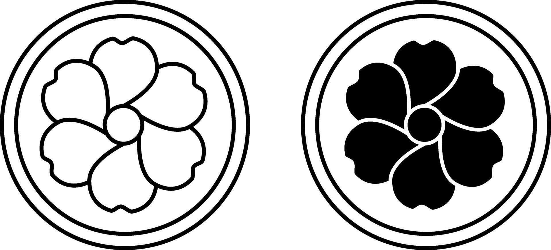 Organic Linen icons. Natural Fabric. Symbolic Linen Garment Tag. Round Badge, Sticker, Logo, Stamp, Tag. Flower Icon vector