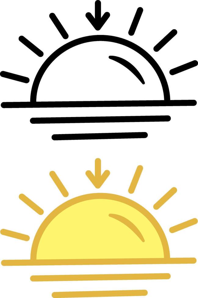 Sunset icons. Sun Over Ocean vector