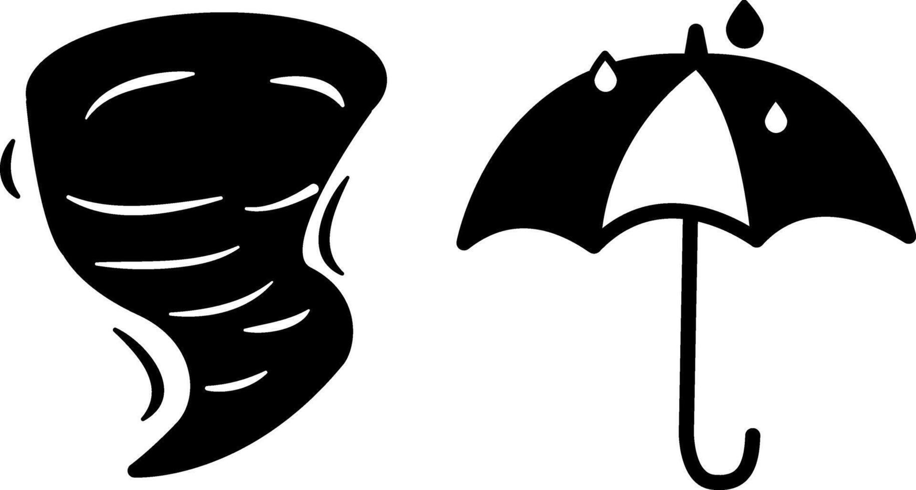 Tornado icon. Umbrella icon. Black Weather Icons vector