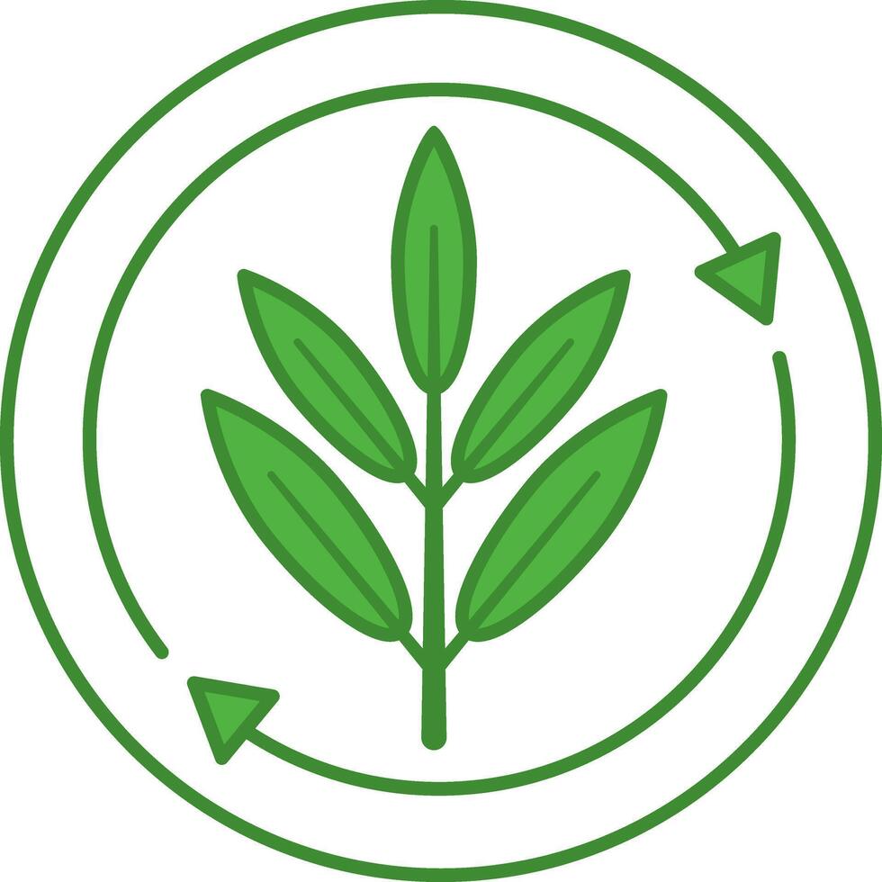 Green Lyocell Fabric Fiber Icon. Icon of Eucalyptus Branches. Textile Fiber Based on Natural Fiber. Tag, Label For Clothes vector