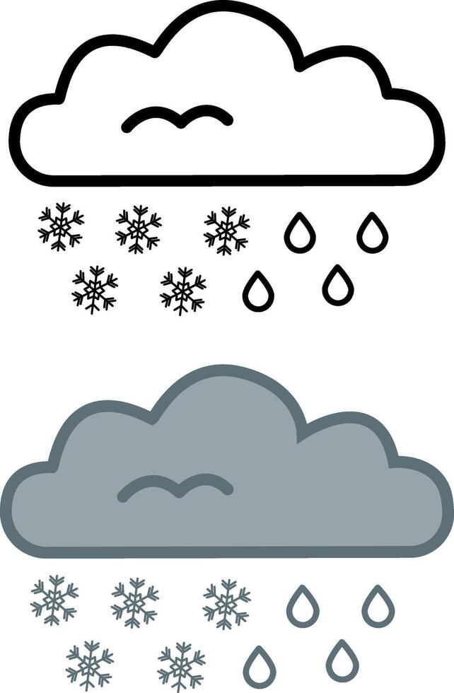 Rain and Snow Icons. Weather Icons. Cloudy Snowy Weather vector