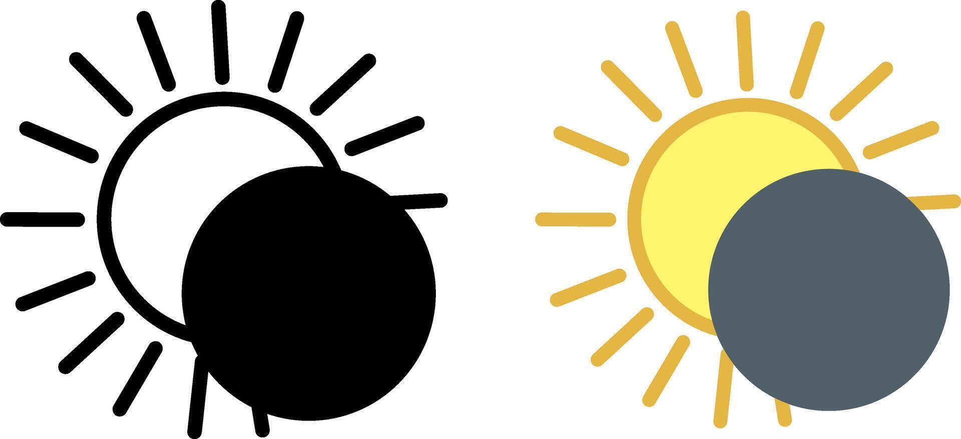 Solar eclipse icon. Weather Icons. The moon covers the sun vector