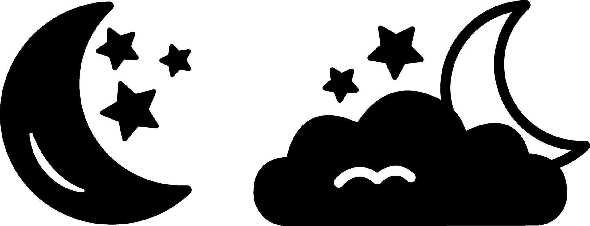 Black moon icons. Sleep icons. Weather Icons vector