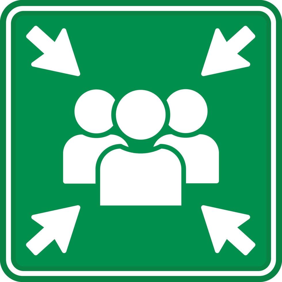 Green Sign Assembly Point. Emergency Evacuation Symbol. People Assembly Point in Case of Evacuation. Emergency Situation vector