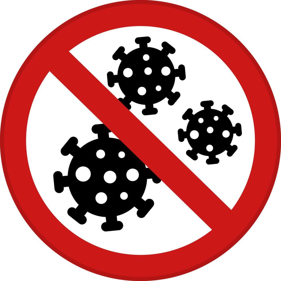 Red Sign Covid 19. Round Sign Danger Coronavirus. Stop Virus Transmission vector