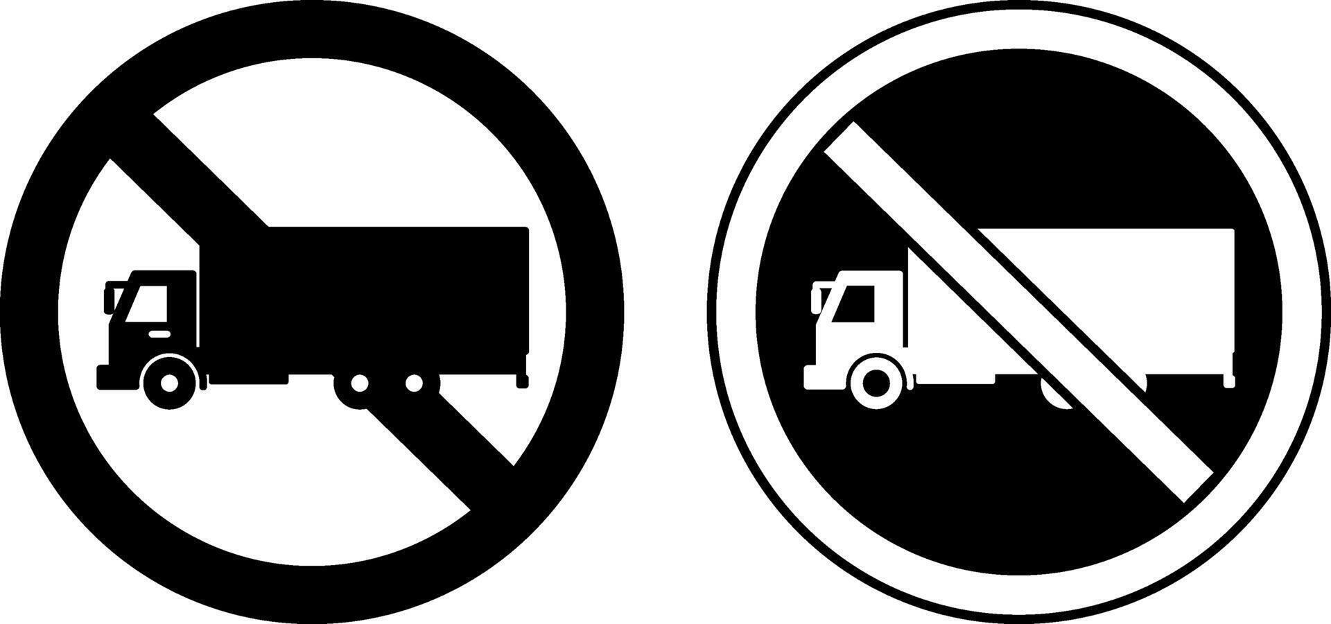 No Truck Signs. Black and White Icons. Round Prohibition Sign. No Truck Parking vector