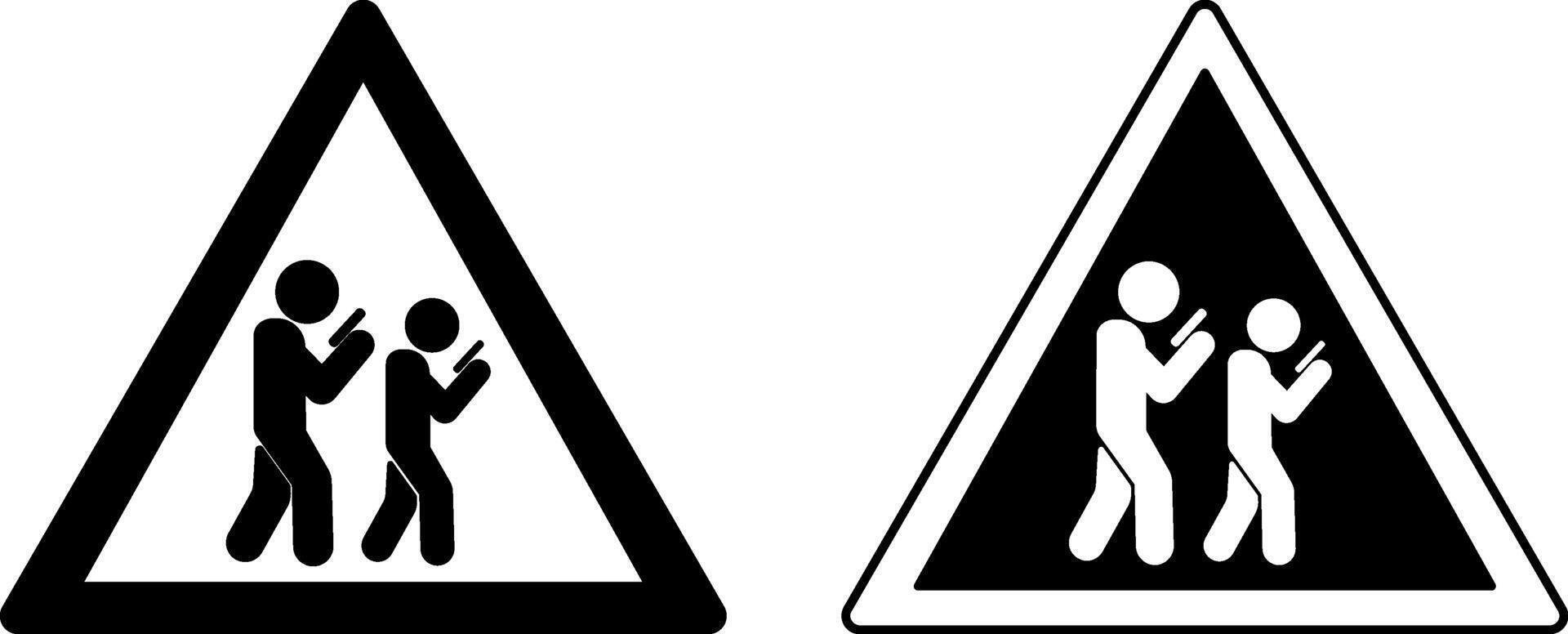 Signs Beware of Smartphone Zombie. Black and White Icons. Humorous Sign. People Constantly Looking at Mobile Phone vector