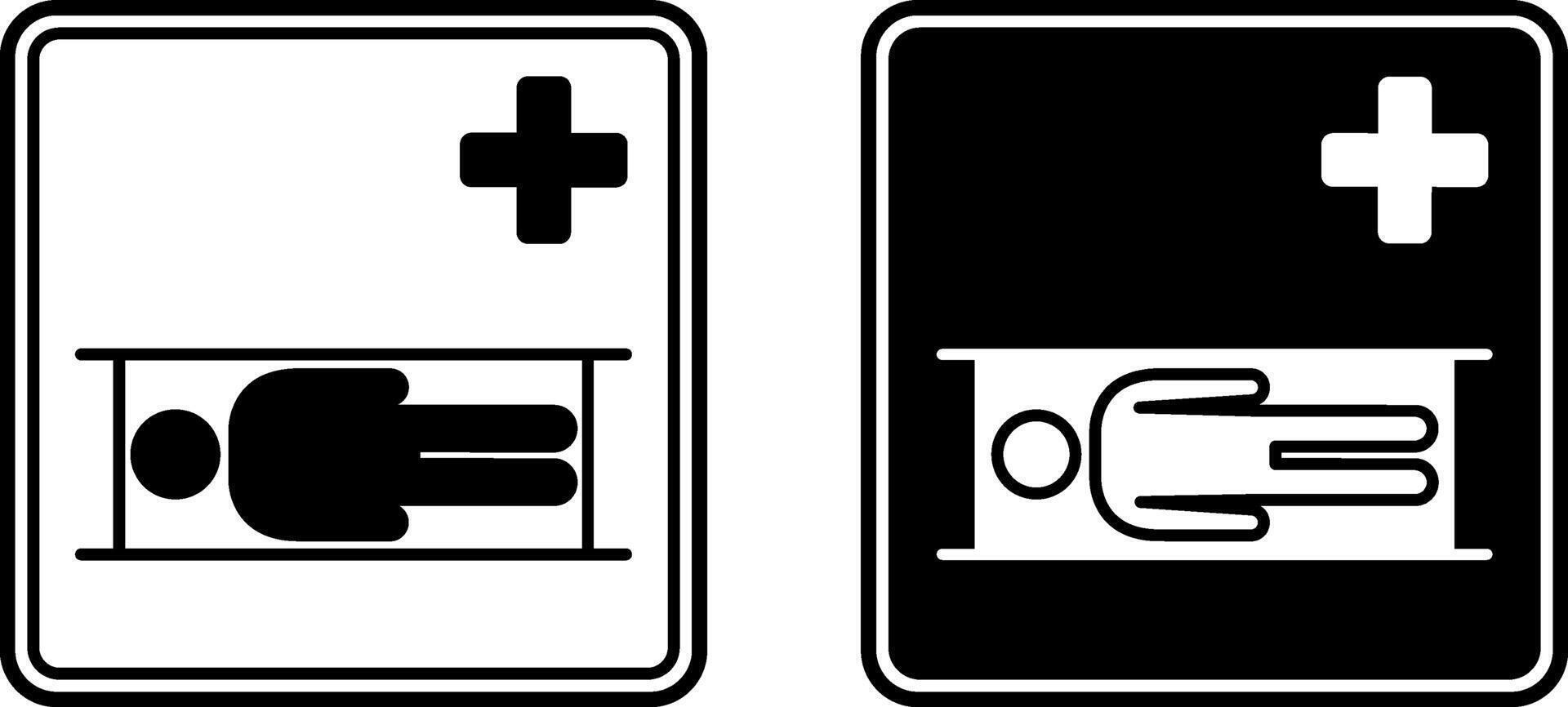 Stretcher Point Signs. Black and White Icons. Emergency Evacuation Sign. Stretcher Distribution Point. Emergency Situation vector