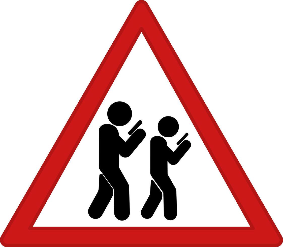 Red Sign Beware of Smartphone Zombie. Humorous Sign. People Constantly Looking at Mobile Phone vector