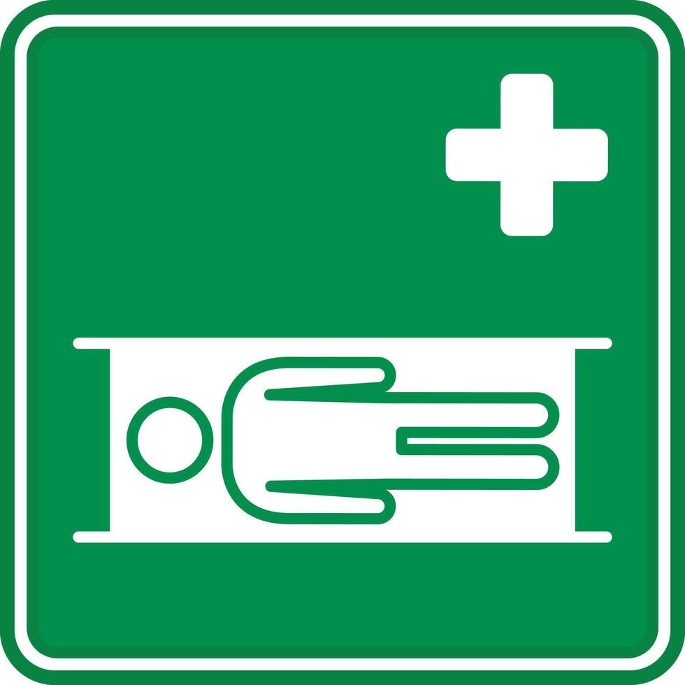 Green Sign Stretcher Point. Emergency Evacuation Sign. Stretcher Distribution Point. Emergency Situation vector