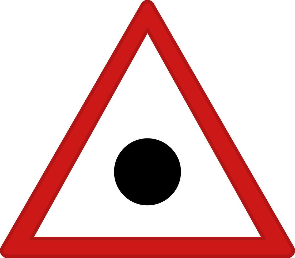 Red Sign Emergency Dangerous Area. Warning Road Sign. Black Dot in Red Triangle. Accident Hotspot vector