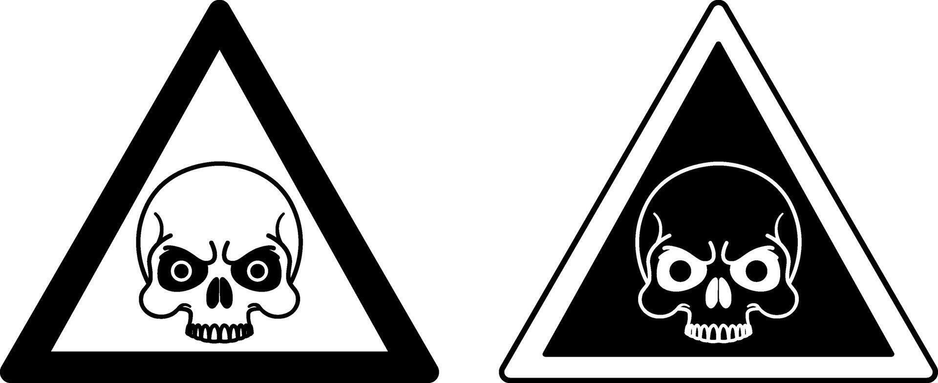 Signs Zombie Outbreak. Black and White Icons. Humorous Road Sign. Skull with Black Eyes Virus Alert vector