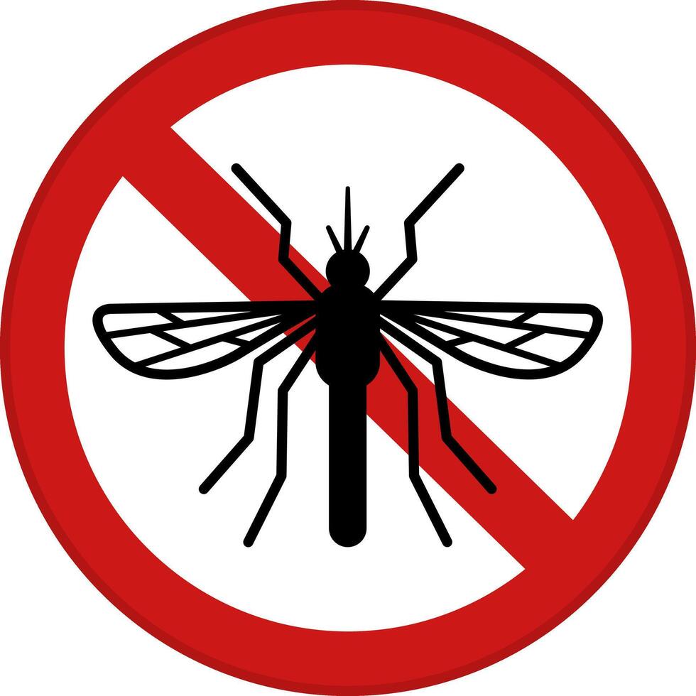 Red Sign No Mosquito. Prohibitory Sign. Insect Control vector